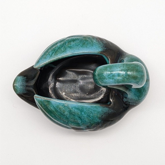 Blue Mountain Pottery Swan Planter Drip Glaze Blue Green Black Redware Vintage - Picture 6 of 12